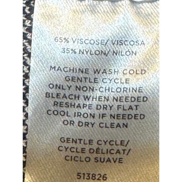 Ann Taylor· Small Petite · Navy Cream Grid Knit Dress · Mock Neck · Sleeveless - Picture 4 of 7